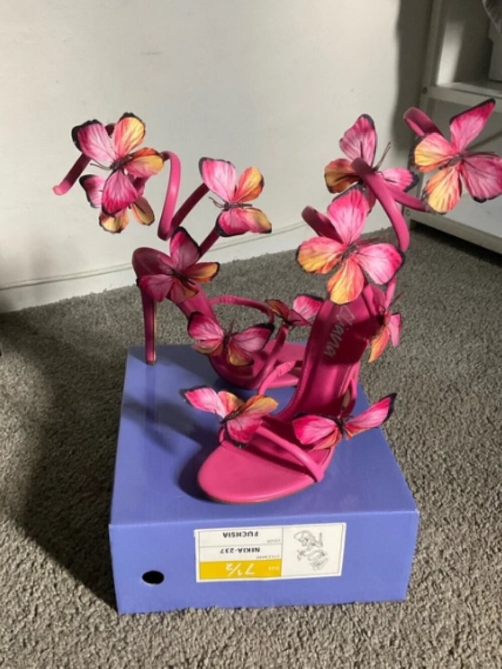 Fushia pink butterfly heels
